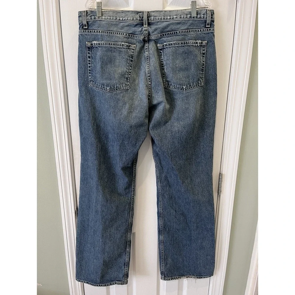 Vtg Y2K J Crew Jeans Mens 36x32 Loose Fit Straight Made in USA Denim Distressed